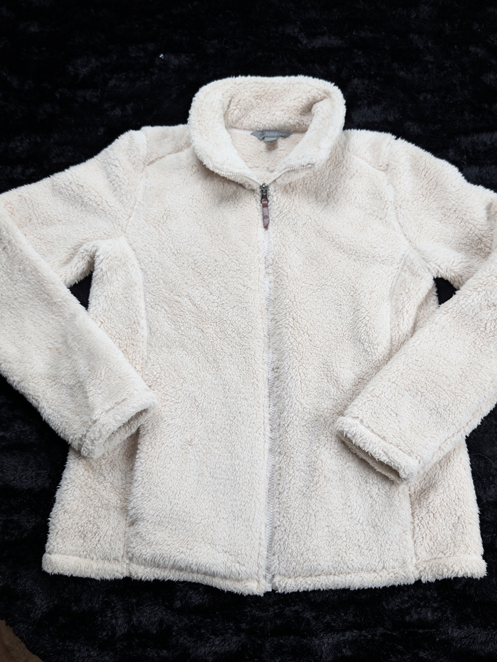 Cloudveil Womens M Ivory Sherpa Fleece Jacket Full Zip Outdoor Hiking Cozy